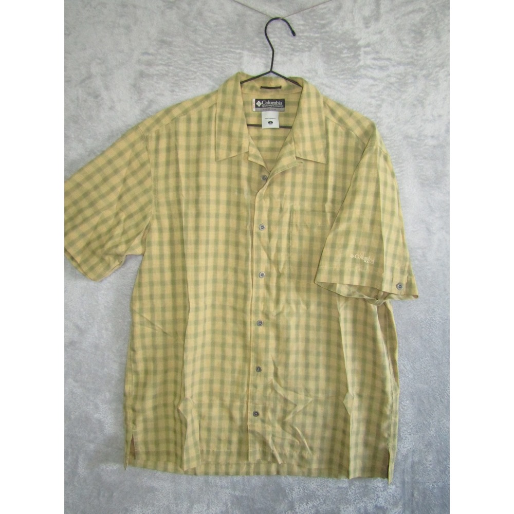Columbia Mens L Plaid Short Sleeve Button‎ Up Shirt XCT Outdoor Adventure Casual